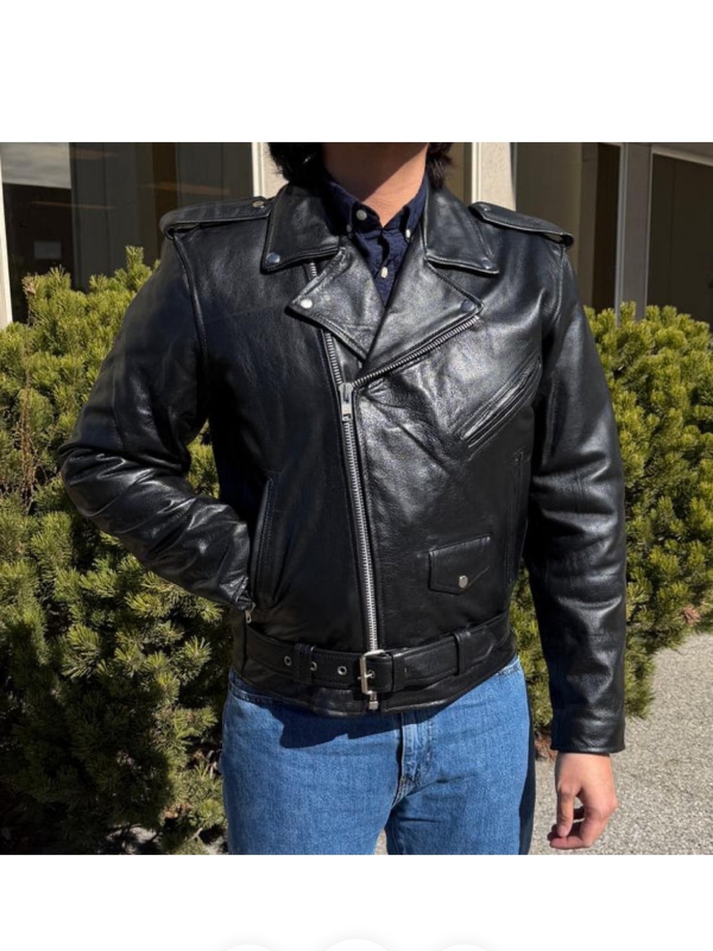OPEN ROAD MEN’S BUFFALO LEATHER BIKER JACKET - Picture 2 of 9